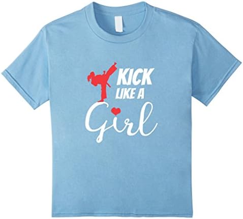 Kids Kick Like a Girl | Martial Arts Karate Tae Kwon Do T-Shirt 8 Baby Blue
