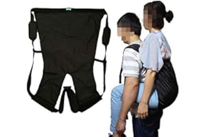 DOPHO Double Layer Patient Lift Sling Carrier One-Person Transferring Belt for Carrying Up and Down Stairs to Bed,Wheelchair,Chair,Car,Vehicle for Elderly,Handicapped,Disabled,Bedridden (Black, Large)