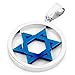 INBLUE Men's Stainless Steel Pendant Necklace Silver Tone Blue Jewish Star Of David -With 23 Inch Chain