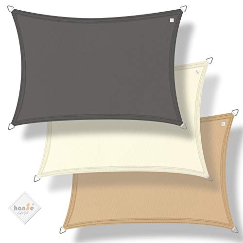 hanSe® Marken Sonnensegel Sonnenschutz Wetterschutz Wetterbeständig 100% Polyester wasserabweisend Rechteck 5x6 m… – Bild 3