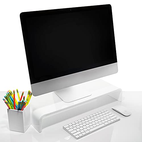 Acrylic Monitor Stand with Matching Pen Holder, 12mm Thick Clear ...
