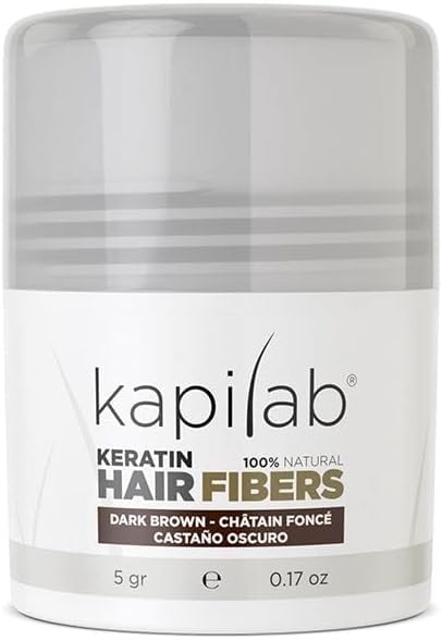 Kapilab Streuhaar Haarfasern Dunkel Braun Haarpuder zur Haarverdichtung - Keratin Ansatzpuder für Dünner Werdendes Haar Frauen und Männer Haarausfall 100% Natürlich 5 gramm
