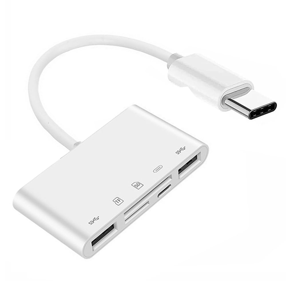 NFHK USB 2.0 Type C USB-C to TF Micro SD SDXC Dual USB3.0 Female Card Reader PD 27W Adapter for Laptop Tablet Phone — image 1