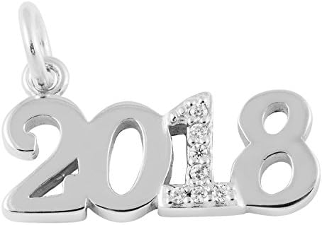 Sterling Silver and Cubic Zirconia 2018 Year Charm.