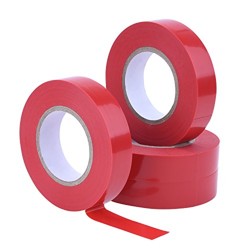 Blulu Red Electrical Tape Insulation Wire Tape, 3/ 5 Inch by 50 Feet, 4 Rolls