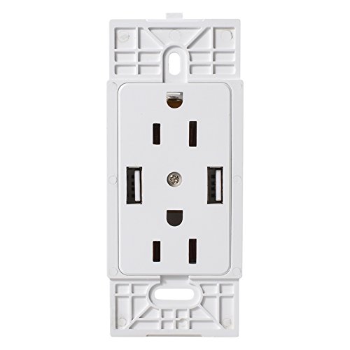 Standard Outlet 2 Socket & Dual USB Ports Wall Mount Power Plate Mirror Surface Tamper Resistant Receptacle USB Outlet - Thumbnail 2