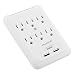 Multi-function Wall Mount Outlet Adapter, Surge Protector Charging Station, OviiTech Dual 2.1AMP USB Charging Ports,6 AC Socket Outlet Splitter Plugs,White,ETL Certified primary