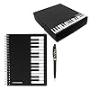 Schattige muziek piano melodie thema briefpapier geschenkdoos set, 1 stuks zwarte piano muzieknoten notebook met 1 stuks…