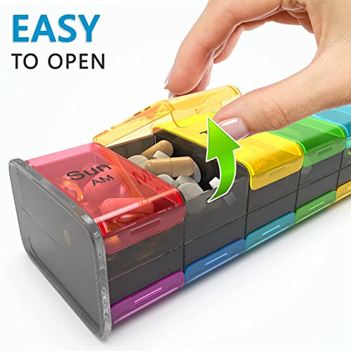 Extra Large Pill Organizer XXL Pill Box 7 Day Weekly Pill Organizer with AM PM Large