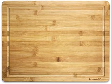 Navaris Planche à Découper en Bambou - Planche Découpe 45 x 34 x 1,8cm Viande Pain Poisson Fruits Légumes Fromage - Ustensile Cuisine avec Rigole - Cuisine A Vivre Navaris Planche à Découper en Bambou - Planche Découpe 45 x 34 x 1,8cm Viande Pain Poisson Fruits Légumes Fromage - Ustensile Cuisine avec Rigole