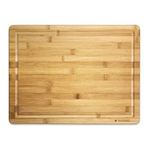 Navaris bamboe snijplank met sapgleuf – Houten keukenplank – Duurzaam en praktisch werkblad – 45 x 34 x 1,8 cm