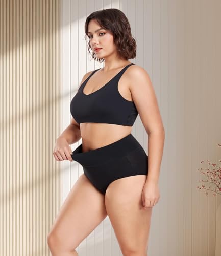 wirarpa Women's Waist-High Briefs, Microfibre Panties, Briefs, Underwear with High Waist, Ultra Soft