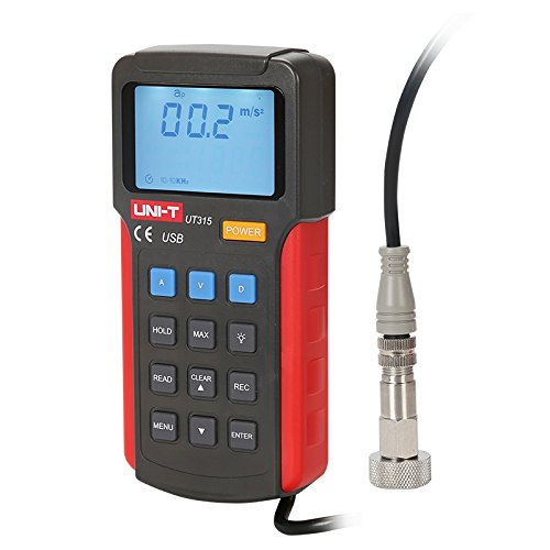 UNI-T UT315 LCD Vibration Tester Meter Acceleration 0.1~199.9m/s2 Velocity 0.01~19.99cm/s Displacement 0.001~1.999mm Long & Short External Probe USB Max Mode PC Software