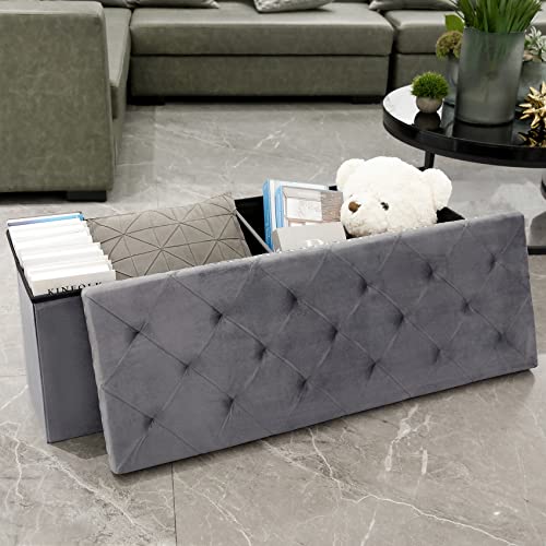 B FSOBEIIALEO Storage Ottoman Bench, Folding Tufted Ottomans with