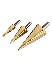 3 Pcs Agujero HSS Acero Paso Cono Drill Titanio Bit Set 4   12 20 32 mm DINT