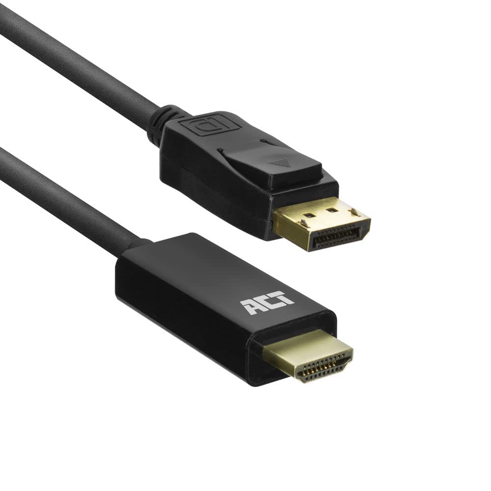 ACT 4K Display Port to HDMI Cable 1.8m, Ultra HD 4K@30Hz, Connect PC to HDMI Monitor/Projector – AC7550