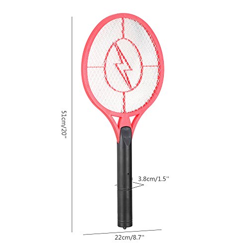 Electric Bug zapper, ALLOMN Fly Mosquito Swatter Racket with Battery Operated Unique 3-Layer Safety Mesh for Indoor Outdoor Pest Control (Red)