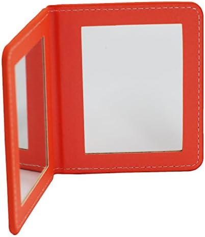 Rnow Deluxe PU Leather Folio Book Style Double Sided Compact Pocket Size Mirrors Orange