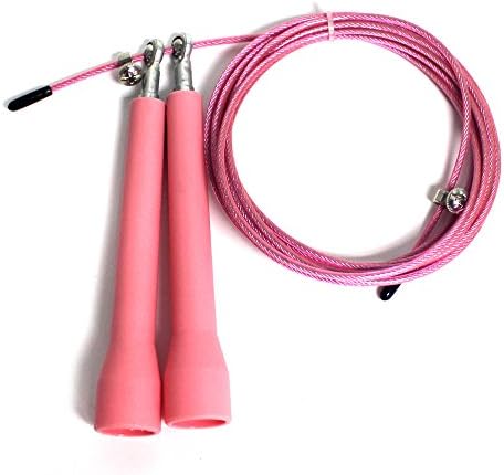 Lightweight Speed Jump Rope for Endurance Training Sports Like Crossfit, MMA, Boxing and Other Body Tranning(Pink, Handle Size: 11.7CM)
