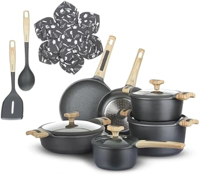 batería de ollas de inducción Evolution, batería antiadherentes, ollas para inducción y todo tipo de placas de cocina (15 piezas)