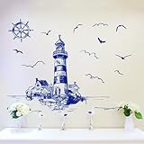 Luffar Romantic Large Removable Mediterranean Style Decal Wall Stickers for Home Decoration (03 Lighthouse)