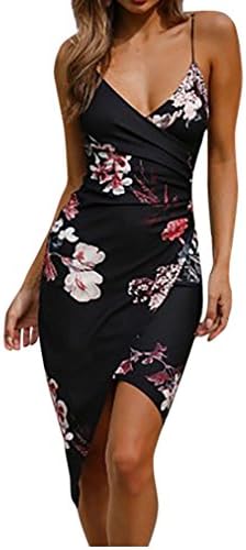 Respctful Summer Dress V-Neck Sleeveless Strap Off Shoulder Embroidered Printed Buttocks Beach for Women
