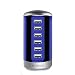 Universal USB Charger 6-Port Desktop USB Hub Charging Station with Smart Identification Technology for Phone, Tablets, and More (Blue)