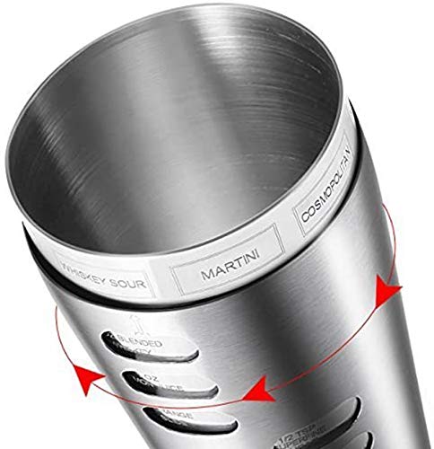 YYQQ Cocktail-Sets Cocktail Shaker Edelstahl 700ML mit Cocktailrezepte Barlöffel & Messbecher – Bild 5