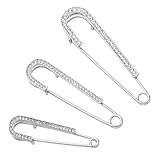 3PCS Silver Tone Crystal Sweater Pin Candy Hat Breastpin Pave Safety Pin Scarf Lapel Pin Cardigan Brooch