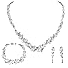 EVER FAITH® Simulated Pearl Crystal Bridal Necklace Earrings Bracelet Set Silver-Tone Ivory Color