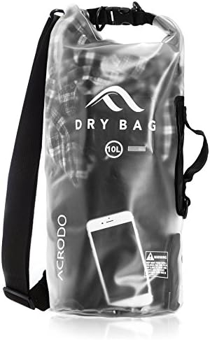 New Acrodo Waterproof Dry Bag Transparent 10 Liter Floating for Boating, Camping, and Kayaking With Shoulder Strap - Keeps Clothing & Electronics Protected