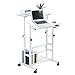 UNICOO- Height Adjustable Sit Stand Workstation, Mobile Standing Desk, Rolling Presentation Cart, Stand Up Computer Desk with Dual Surface for Home Office U101 (White)thumb 1