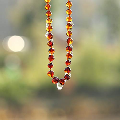 Raw Baltic Amber Teething Necklace for Babies - (Cognac) Anti-Flammatory, Drooling. Relief Teething Pain. Free Baby Teether Toy, Best Shower Gift for Your Baby, Boys & Girls On Christmas…