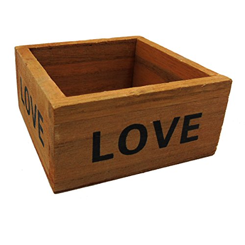 HuangHang Square Pine Wooden Box Succulent Plants Potted Flower Pot 10*10*5 1p