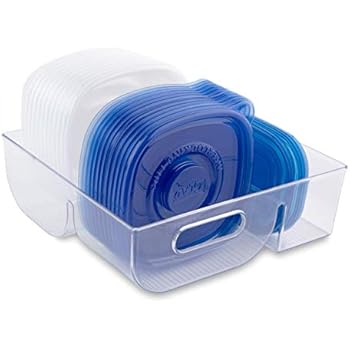 Homeries Lid Storage Holder Organizer - 3 Compartment Food Container & Pot Lid Holder for Kitchen, Cabinets, Countertop, Cupboards, Pantry Shelves - Shatterproof Acrylic Construction, BPA Free (1)