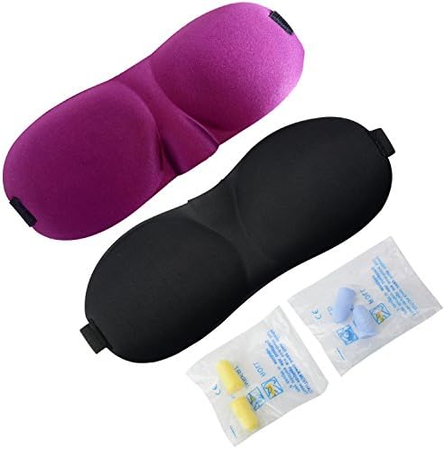 Monsme 3D Stereo Sleep Shade Eye Mask - Relieve Eye Fatigue - Breathable Eye Mask with Free Ear Plugs for Travel (Black &amp; Violet)