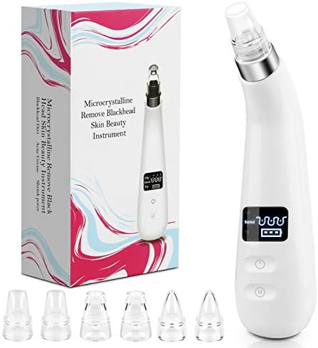 Blackhead Remover Pore Vacuum Electric USB Skin Facial Cleaner for Women & Men LED Display Rechargeable Extractor Kit Devices W/6 Suction Heads