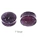 Pair of Double Flare Genuine Amethyst Stone Organic Ear Plugs 10G-1