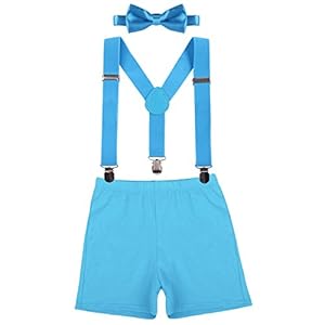 OBEEII Jongens 3 STKS Heren Outfit Set Bloomers Broek + Bretels + Bowtie Pasgeboren Baby Verjaardagsfeestkleding voor…