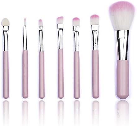 ZHHAN 7Pcs Mini Set Professional Brush High Brushes set Pro Makeup Cosmetic Brush Set Foundation Powder Blush Brush Eyeshadow Eyebrow Lip Eyeliner Brush (pink)