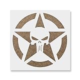Punisher Skull Star Stencil Template for Walls and Crafts - Reusable Stencils for Painting in Small & Large Sizes