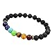 YUGDRUZY Mainbead 7inch Lava Stone Crystal Reiki Healing Balancing Natural Gemstone Round Beads Bracelet