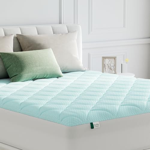 Novilla Refreshing Double Mattress Protector 160 x 190 cm, Cool to the Touch | Breathable, skin-friendly, temperature regulation, for warm nights, elastic hem of 30 cm, machine washable
