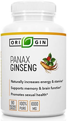 Origin Labs Pure Korean Red Panax Ginseng 90 Veg. Capsules 1000mg Per Serving for Sexual &amp; Mental Health for Men &amp; Women