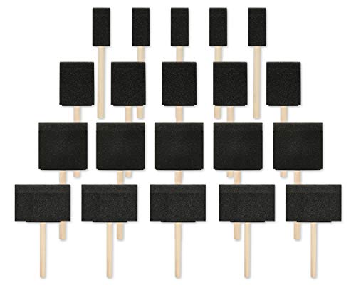 DS. DISTINCTIVE STYLE Sponge Painting Brush 20 Pieces Foam Brushes Set of 4 Sizes Foam Paint Brush with Wooden Handle for Kids Painting Crafts and DIY - Black