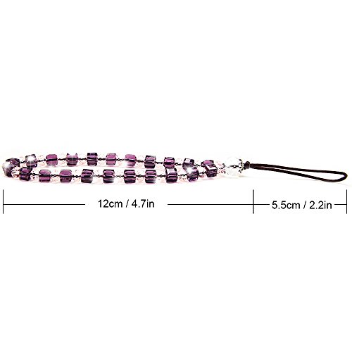 Cell Phone Lanyard Strap - JAZ 3 Pack Bling Crystal Beads Hand Wrist Lanyard Strap String for Cell Phone Camera Purse MP3 MP4 iPod PSP Keychain ( Crystal Purple Pink Red)