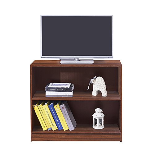 Dland Bookcase WF-SJ001WT, 2-Shelf, TV Stands Storage Cabinet, Composite Wood Board, Walnut, 1 Pack - Thumbnail 6