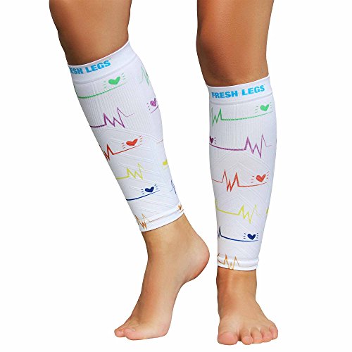 Fresh Legs Nurse Compression Leg Sleeves - Graduated Compression, Cute Sock Designs, Knee High - EKG, Stethoscope