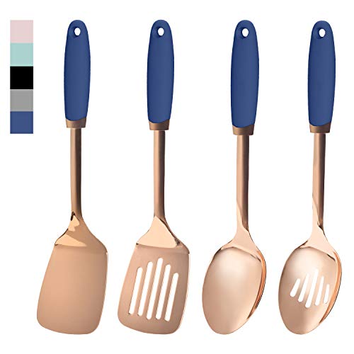 Cook With Color 4 Piece Rose Gold Stainless Steel Cooking Utensil Set