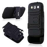 Galaxy s3 case,S3 Case, ULAK [Heavy Duty] Black Holster Protective Hybrid Case with Built-in Kickstand Belt Clip Dust Scratch Shock Resistance Anti-slip Cover for Samsung Galaxy S3 III i9300